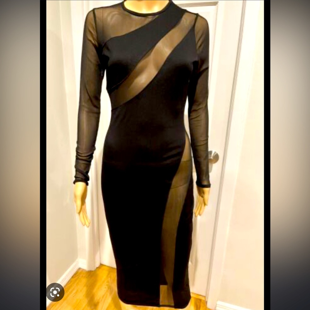 Black sheer bodycon dress